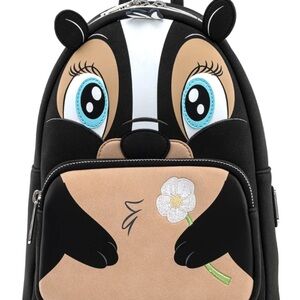 🖤 LOUNGEFLY- Disney Flower Skunk Cosplay Backpack with Flower Accent, NWOT